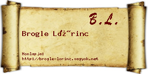 Brogle Lőrinc névjegykártya